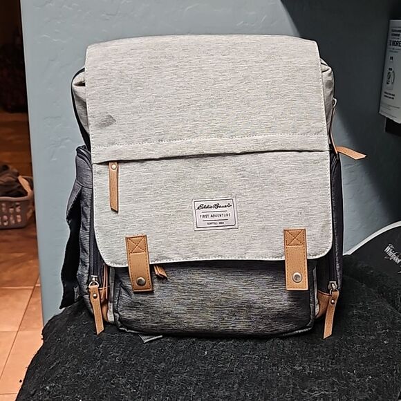 Eddie Bauer Cascade Gray Diaper Bag Backpack - Picture 1 of 12